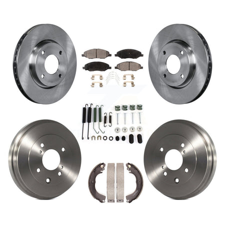 Front Rear Disc Brake Rotors Ceramic Pad Drum Kit (7Pc) For 2008 Nissan Versa 4-Wheel ABS K8T-105978