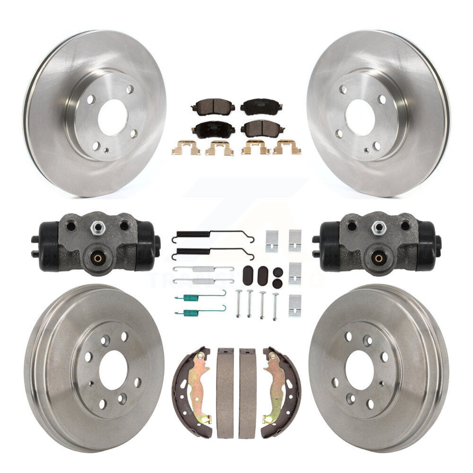 Front Rear Disc Brake Rotors Ceramic Pads And Drum Kit (9Pc) For Toyota Yaris iA Scion K8T-105998