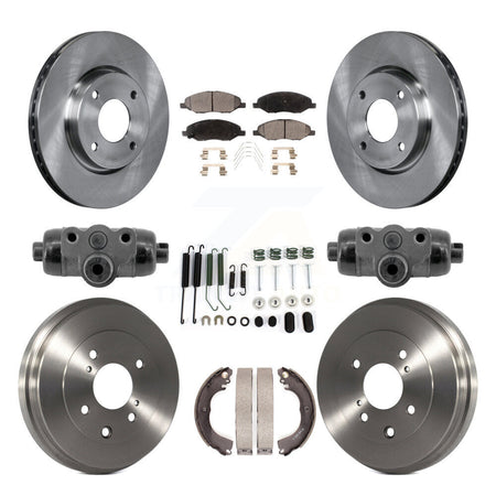 Front Rear Disc Brake Rotors Ceramic Pad Drum Kit (9Pc) For 2008 Nissan Versa 4-Wheel ABS K8T-105999