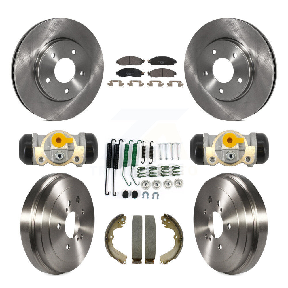 Front Rear Brake Rotor Ceramic Pad & Drum Kit (9Pc) For Nissan NV200 Without Taxi Package K8T-106001