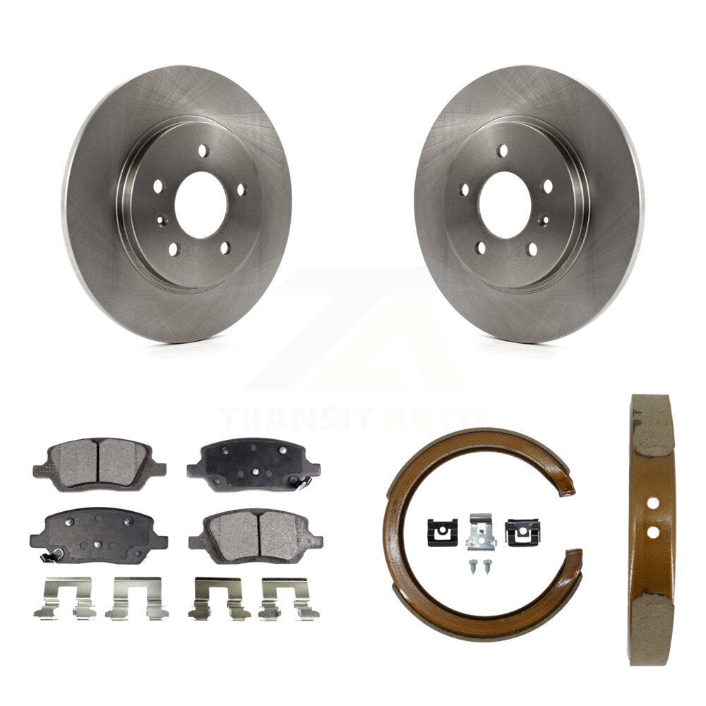 Rear Disc Rotors Ceramic Pads And Parking Shoes Kit For 2005 Pontiac Montana SV6 with AWD K8T-106009
