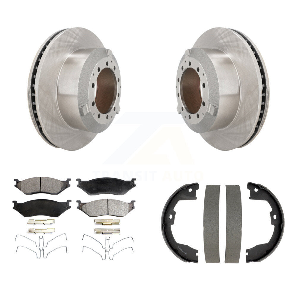 Rear Disc Rotors Ceramic Pads Parking Shoes Kit For Ford F-450 Super Duty Crew Cab Pickup K8T-106026
