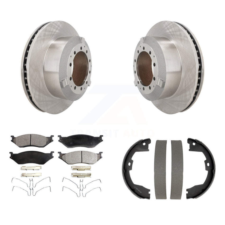 Rear Disc Rotors Ceramic Pads Parking Shoes Kit For Ford F-450 Super Duty Crew Cab Pickup K8T-106026