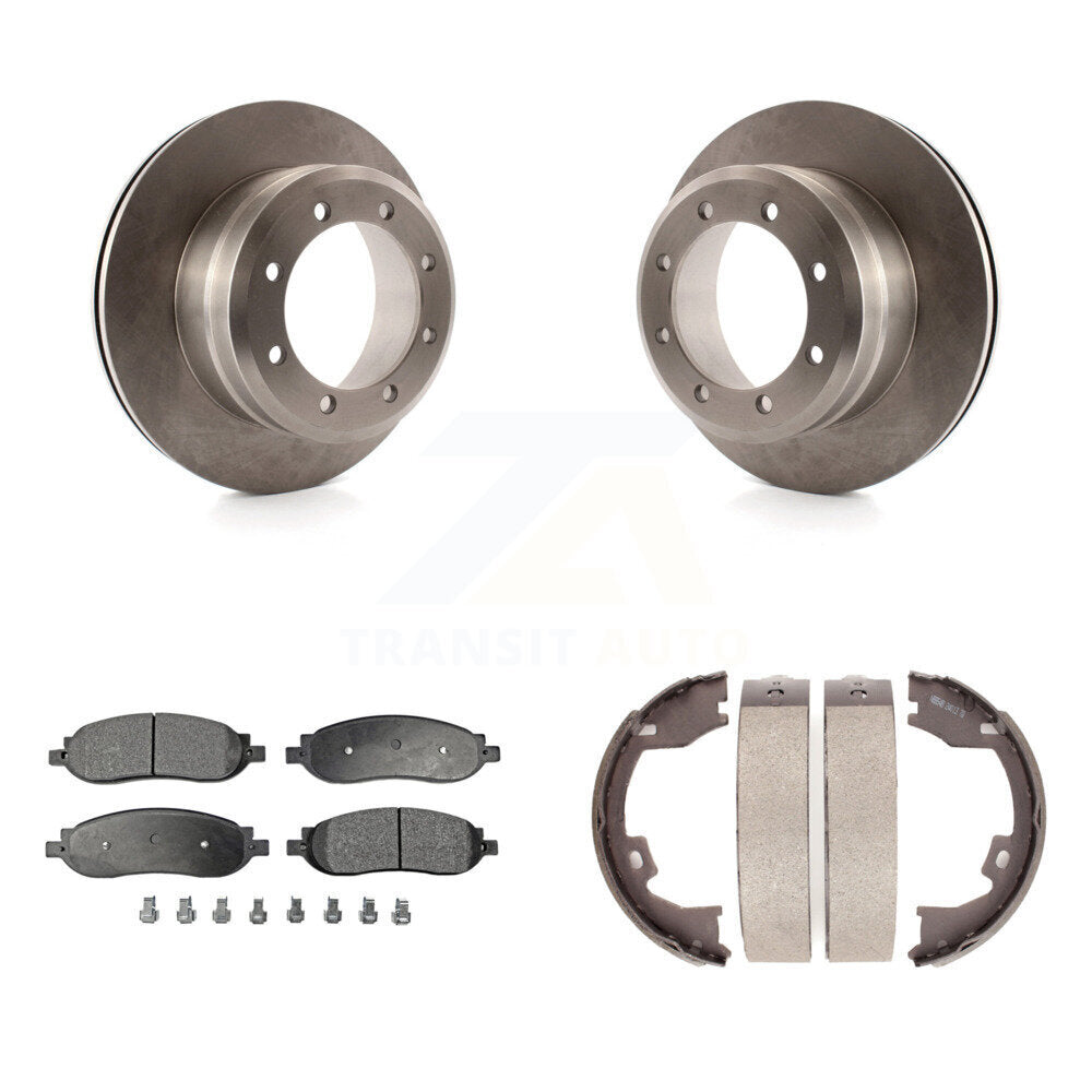 Rear Disc Rotors Ceramic Pads And Parking Brake Shoes Kit For Ford F-250 Super Duty K8T-106031