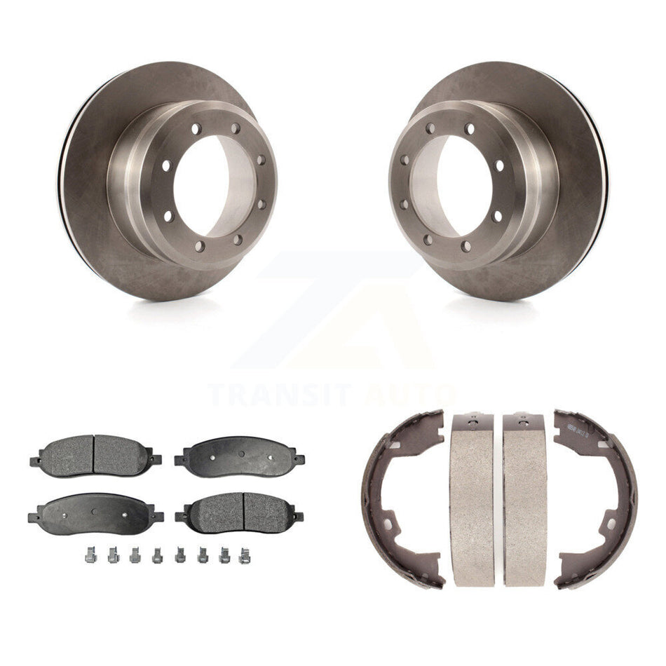 Rear Disc Rotors Ceramic Pads And Parking Brake Shoes Kit For Ford F-250 Super Duty K8T-106031