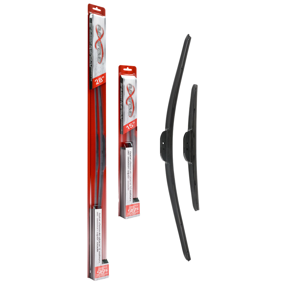 Flextreme OE Quality All Season 28 & 15 Inch Universal J-Hook Wiper Blades Kit For K90-100216