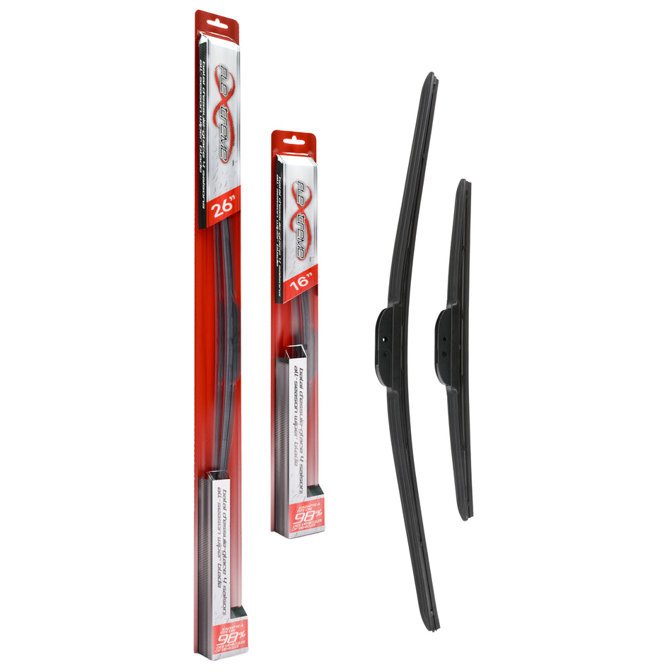 Flextreme OE Quality All Season 26 & 16 Inch Universal J-Hook Wiper Blades Kit For Toyota K90-100229