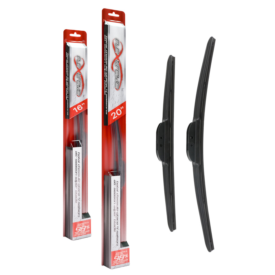Flextreme OE Quality All Season 16 & 20 Inch Universal J-Hook Wiper Blades Kit For K90-100314