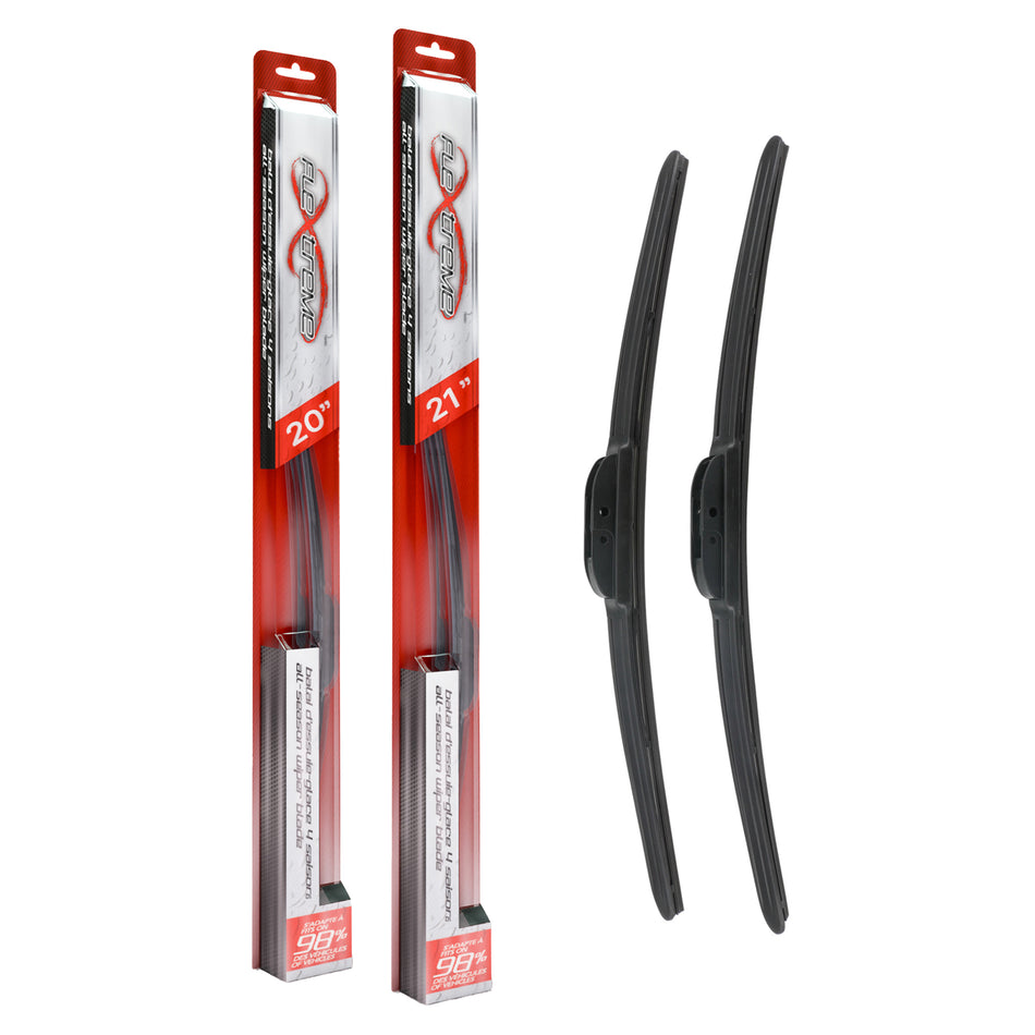 Flextreme OE Quality All Season 20 & 21 Inch Universal J-Hook Wiper Blades Kit For K90-100335
