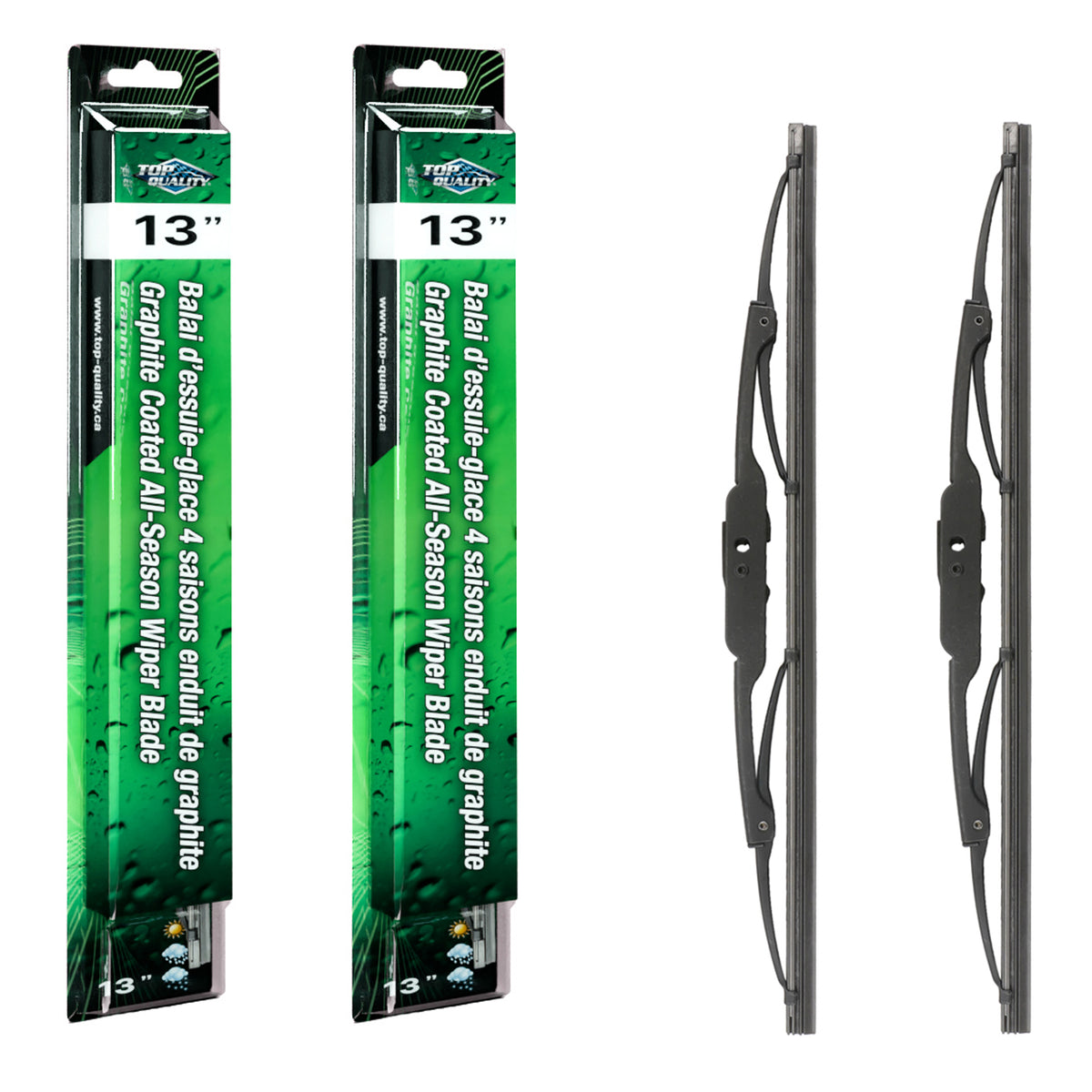 Top Quality OE Replacement All Season 13 Inch Universal J-Hook Wiper Blades Pair For K90-100556