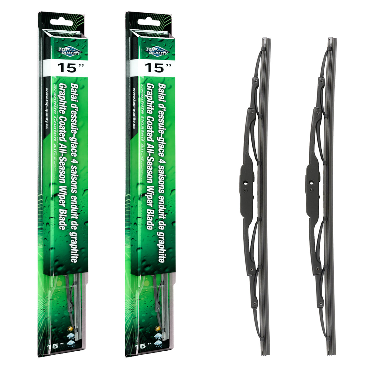 Top Quality OE Replacement All Season 15 Inch Universal J-Hook Wiper Blades Pair For K90-100558