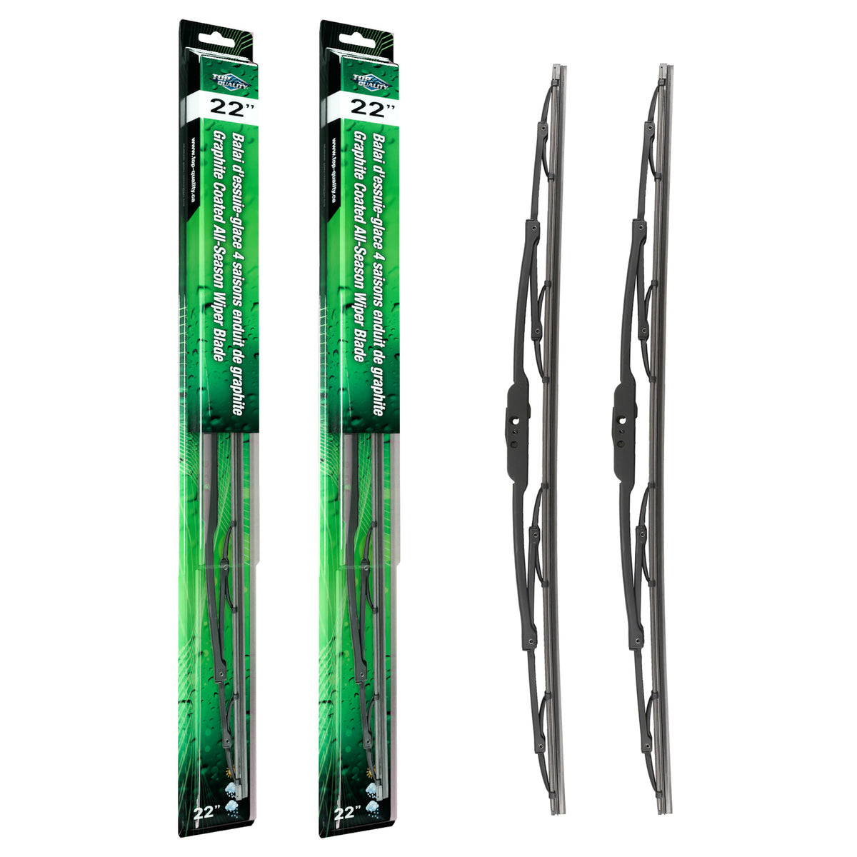 Top Quality OE Replacement All Season 22 Inch Universal J-Hook Wiper Blades Pair For K90-100565