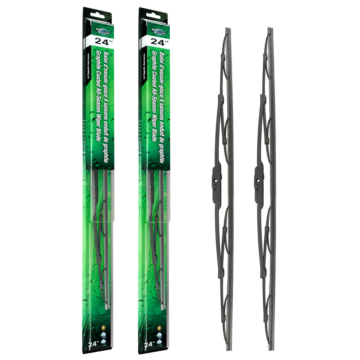 Top Quality OE Replacement All Season 24 Inch Universal J-Hook Wiper Blades Pair For K90-100566