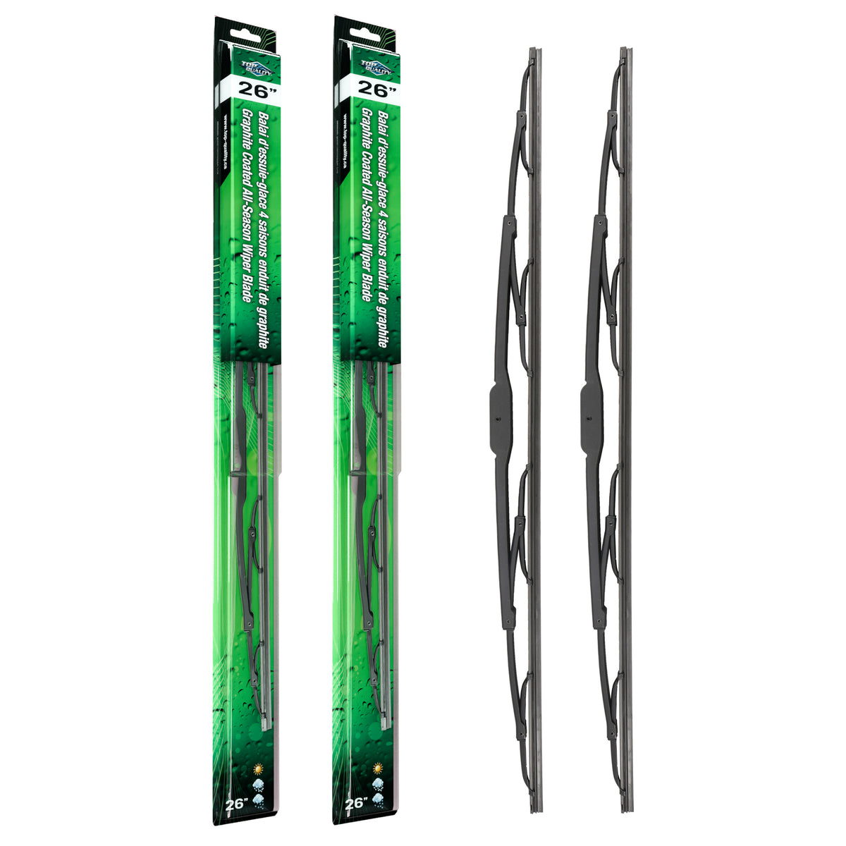 Top Quality OE Replacement All Season 26 Inch Universal J-Hook Wiper Blades Pair For K90-100567