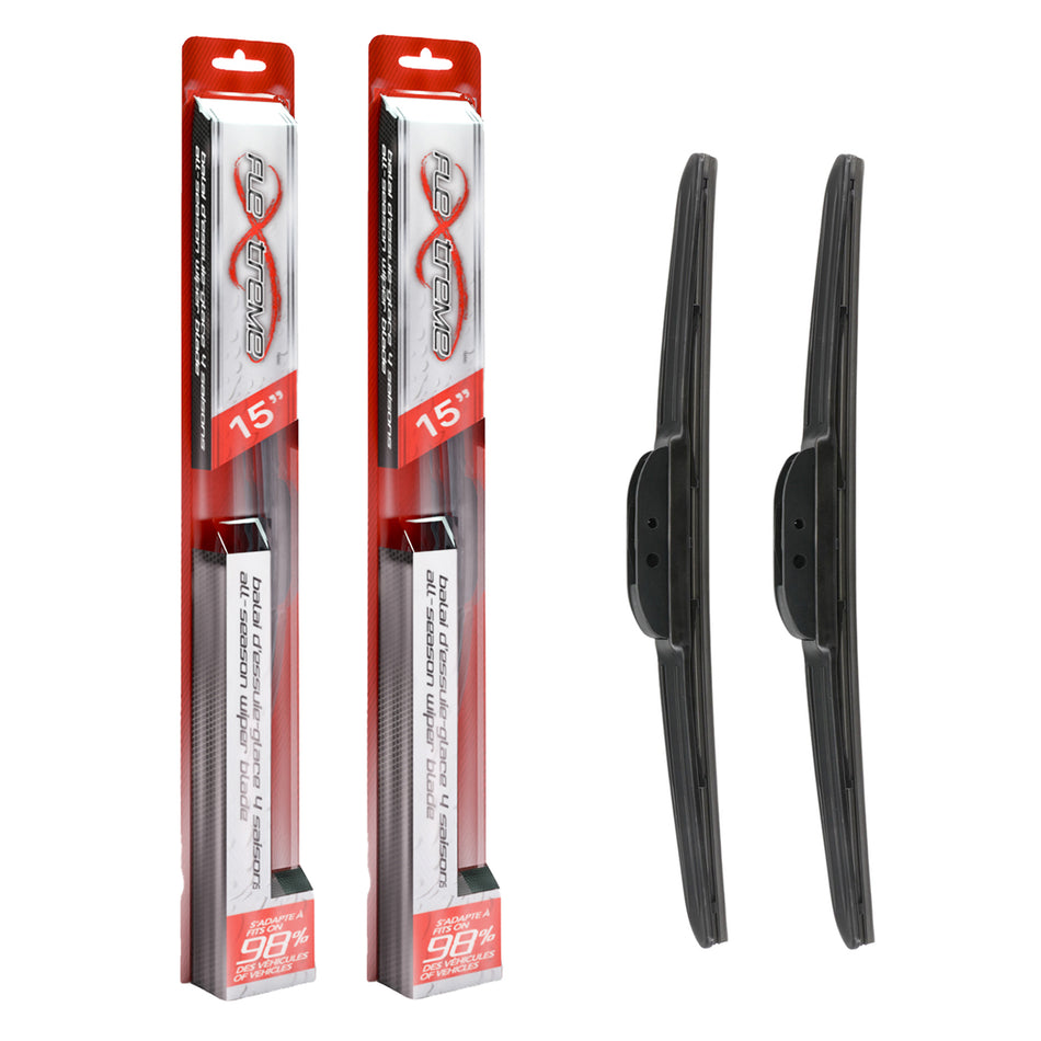 Flextreme OE Quality All Season 15 Inch Universal J-Hook Wiper Blades Pair For Jeep K90-100571