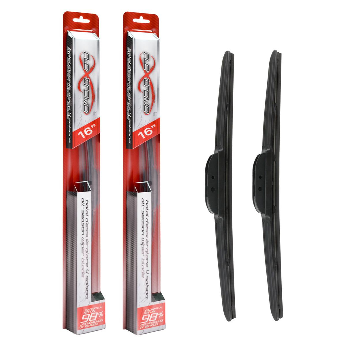 Flextreme OE Quality All Season 16 Inch Universal J-Hook Wiper Blades Pair For Jeep K90-100572