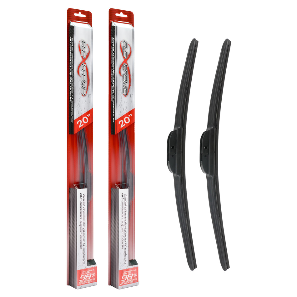 Flextreme OE Quality All Season 20 Inch Universal J-Hook Wiper Blades Pair For Ford K90-100576