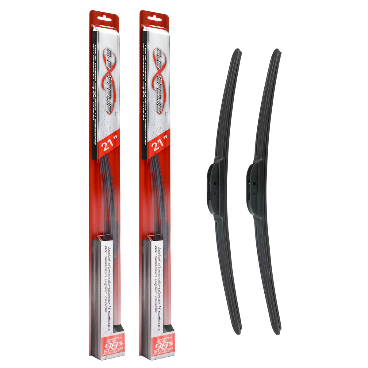 Flextreme OE Quality All Season 21 Inch Universal J-Hook Wiper Blades Pair For Jeep K90-100577