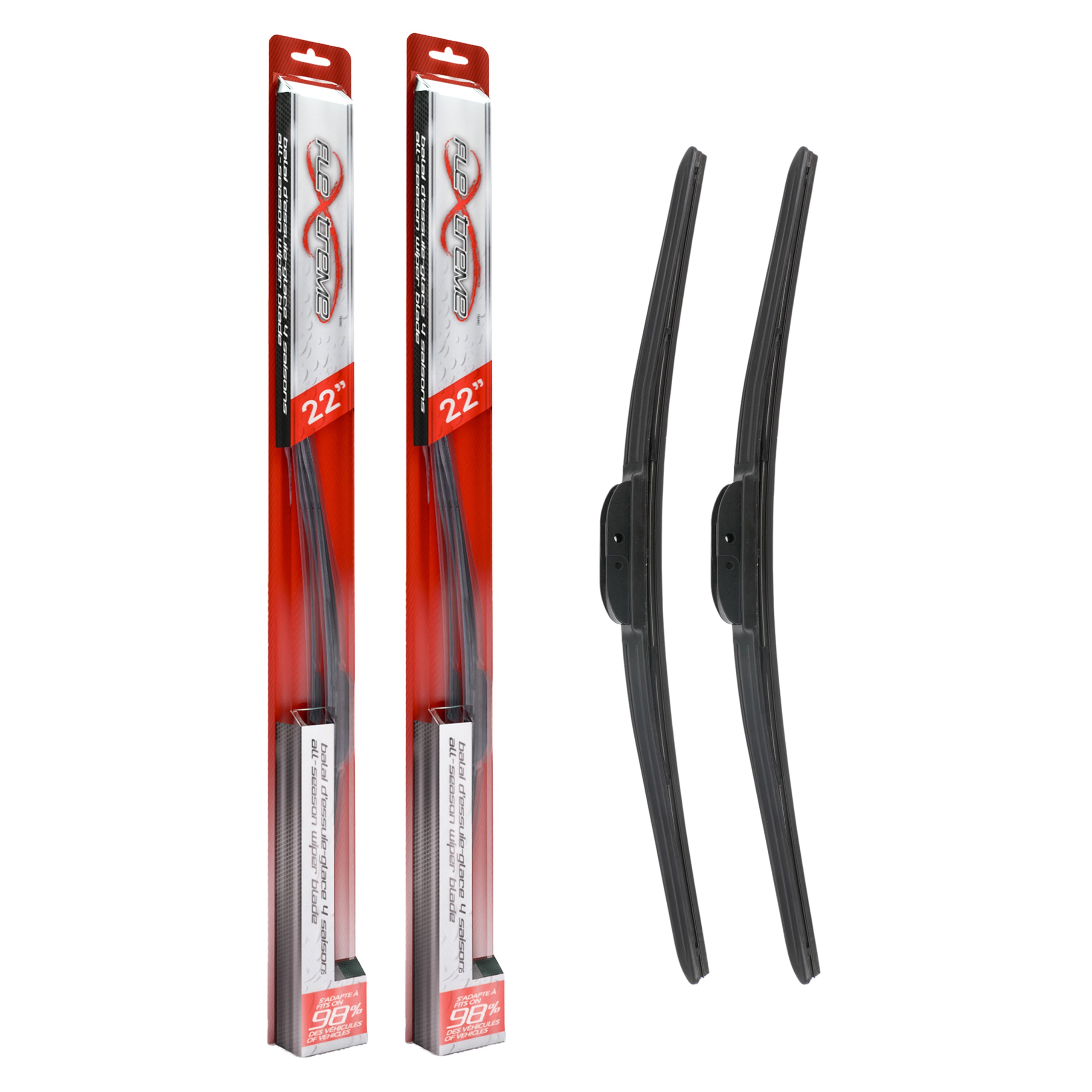 Flextreme OE Quality All Season 22 Inch Universal J-Hook Wiper Blades Pair For Ford K90-100578