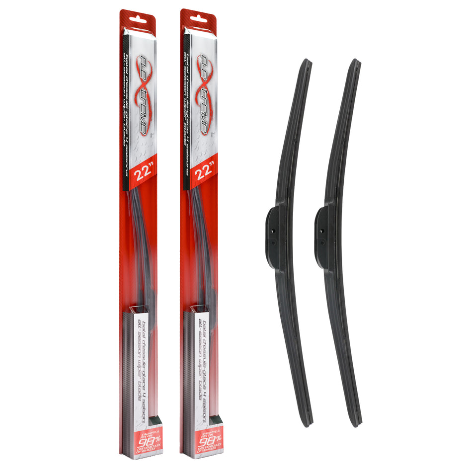 Flextreme OE Quality All Season 22 Inch Universal J-Hook Wiper Blades Pair Kit For Audi K90-100595