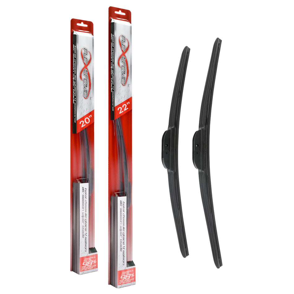 Flextreme OE Quality All Season 20 & 22 Inch Universal J-Hook Wiper Blades Kit For K90-100654