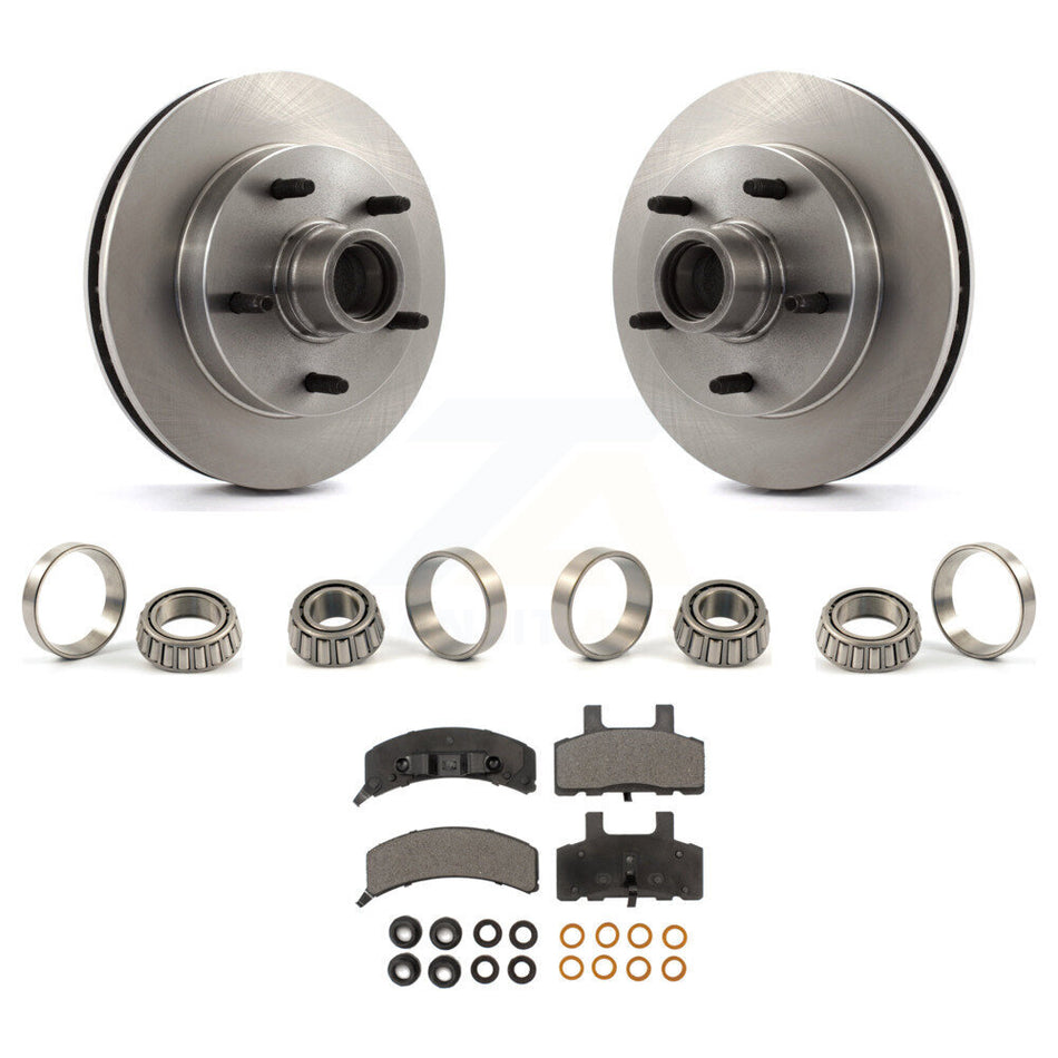 Front Brake Hub Rotor Inner & Outer Race Bearing Set Pad Kit For Dodge Ram 1500 RWD KBB-1000018T
