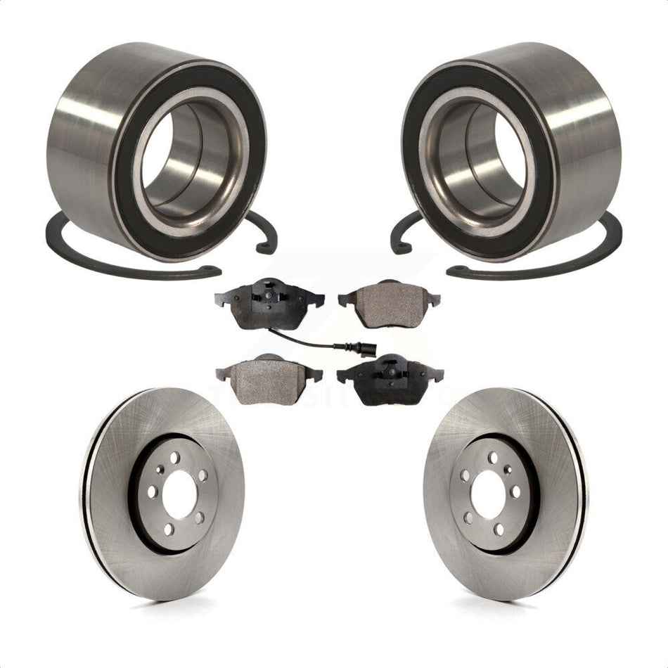 Front Wheel Bearing With Disc Brake Rotors And Ceramic Pads Kit For 1999 Volkswagen Golf 2.8L 72mm Outer Diameter KBB-100004