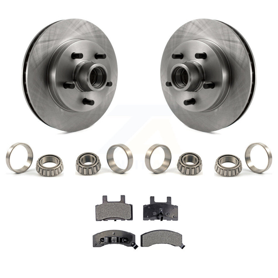 Front Disc Brake Hub Rotor Inner & Outer Race Bearing Set Pad Kit For Chevrolet Tahoe KBB-1000078T