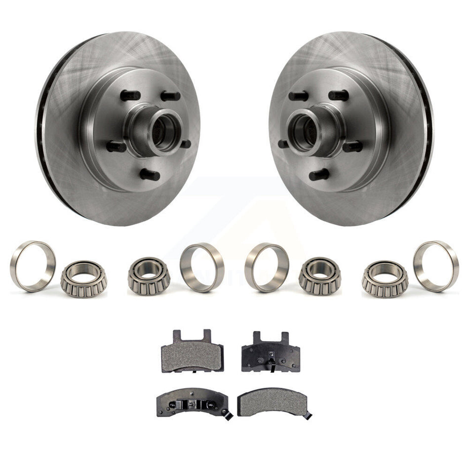 Front Disc Brake Hub Rotor Inner & Outer Race Bearing Set Pad Kit For Chevrolet Tahoe KBB-1000078T