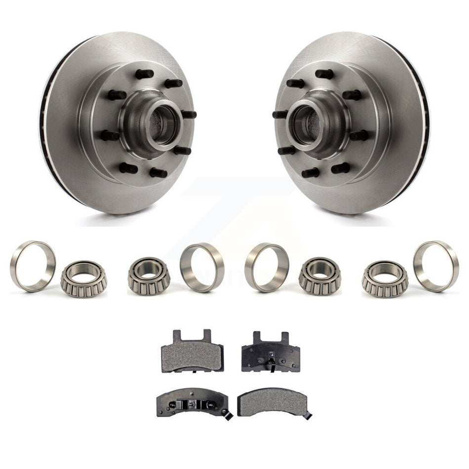 Front Disc Brake Hub Rotor Inner & Outer Race Bearing Set Pad Kit For GMC Yukon C1500 KBB-1000088T