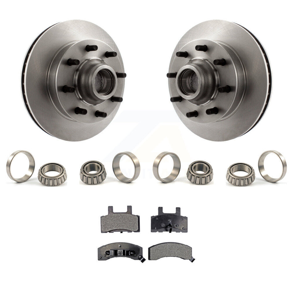 Front Disc Brake Hub Rotor Inner & Outer Race Bearing Set Pad Kit For GMC Yukon C1500 KBB-1000088T