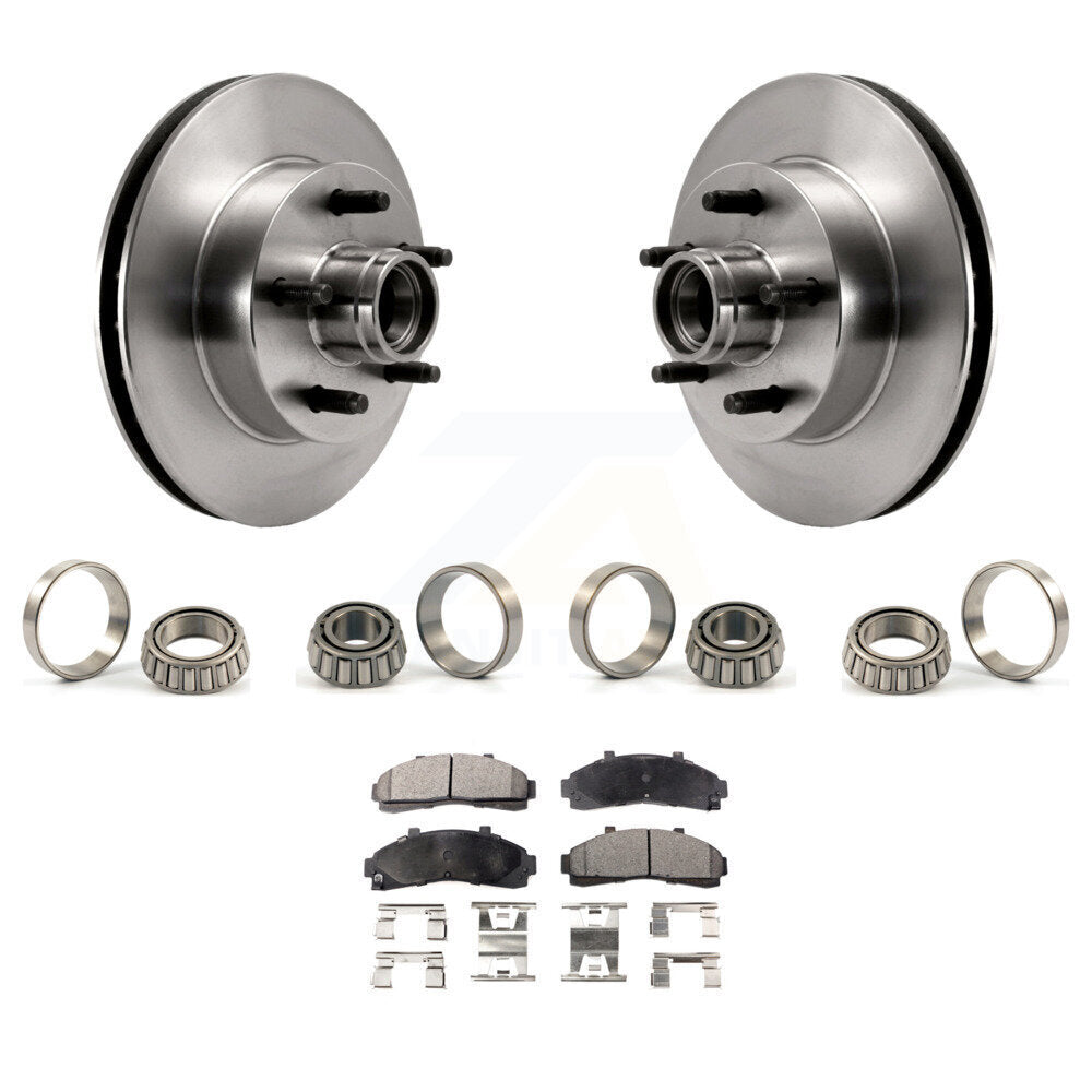 Front Brake Hub Rotor Inner & Outer Race Bearing Set Pads Kit For Ford Ranger Mazda KBB-1000118T