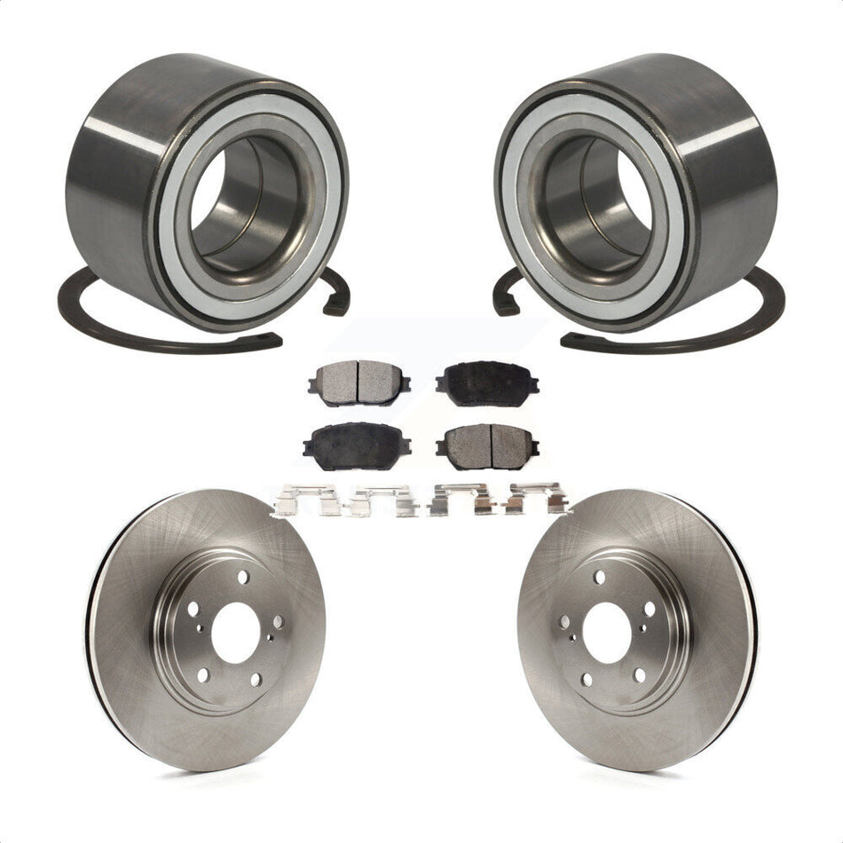 Front Wheel Bearing With Disc Brake Rotors And Ceramic Pads Kit For 2002-2003 Toyota Camry 296mm Diameter Rotor Stepped Hat Design KBB-100013