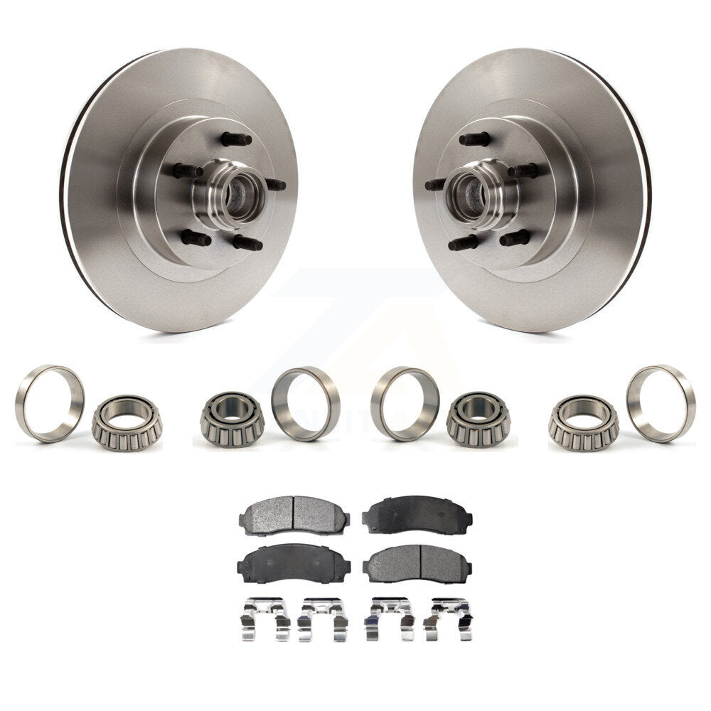 Front Disc Brake Hub Rotors Assembly Inner & Outer Race Bearing Set And Pads Kit For KBB-1000188T