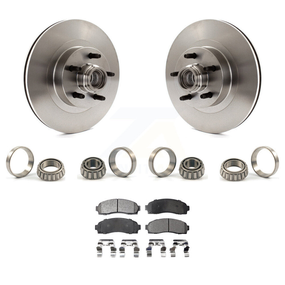 Front Disc Brake Hub Rotors Assembly Inner & Outer Race Bearing Set And Pads Kit For KBB-1000188T