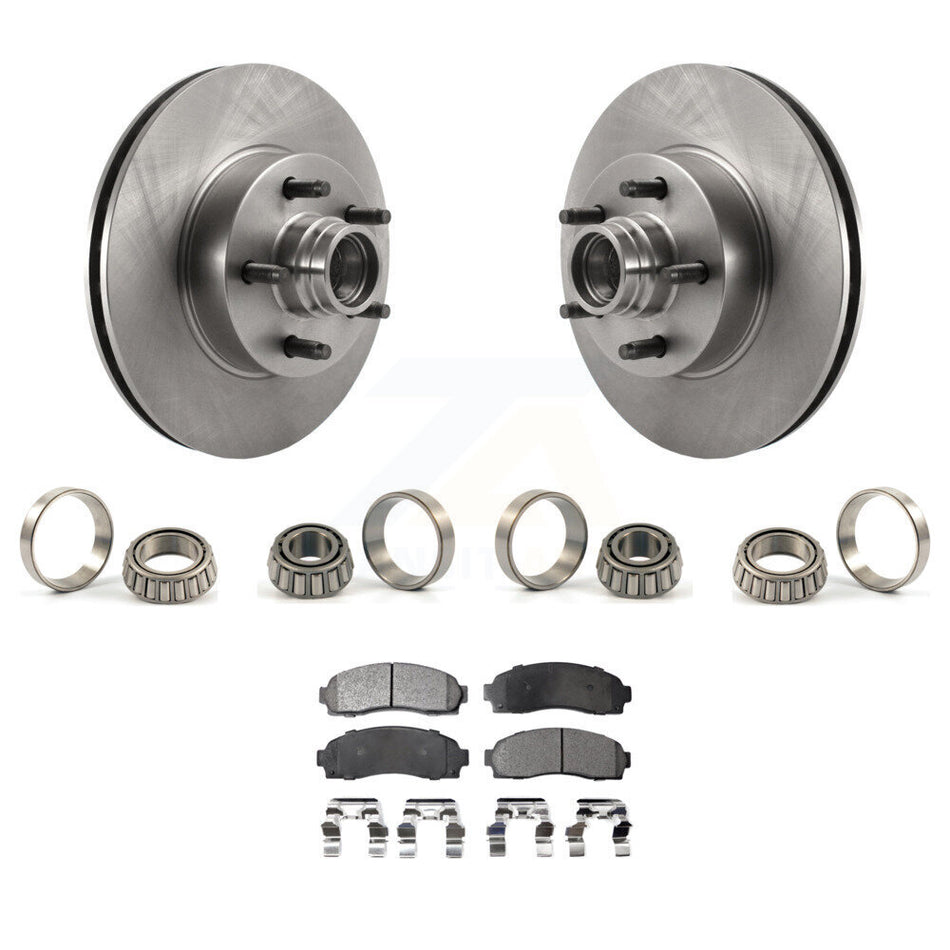 Front Disc Brake Hub Rotor Inner & Outer Race Bearing Set Pad Kit For Ford Ranger RWD KBB-1000208T