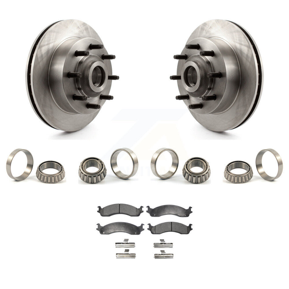 Front Brake Hub Rotor Inner & Outer Race Bearing Set Pad Kit For Dodge Ram 2500 Van KBB-1000218T
