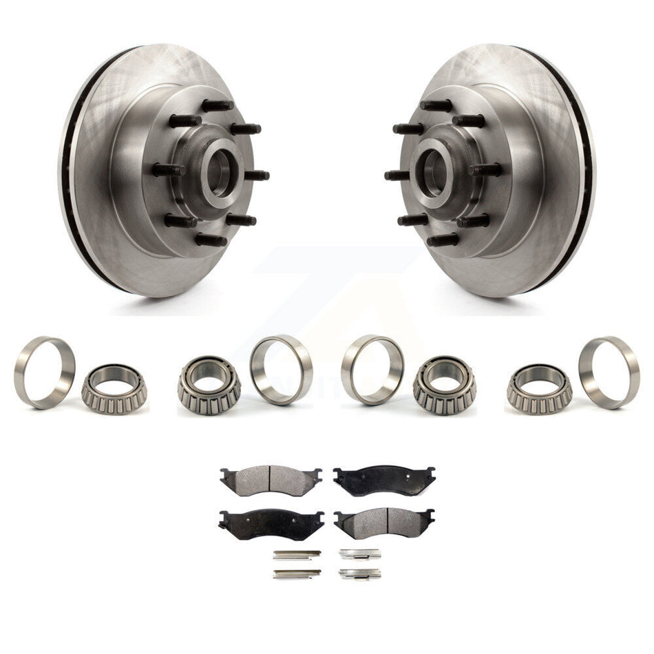 Front Brake Hub Rotor Inner & Outer Race Bearing Set Pad Kit For Dodge Ram 1500 Van KBB-1000228T