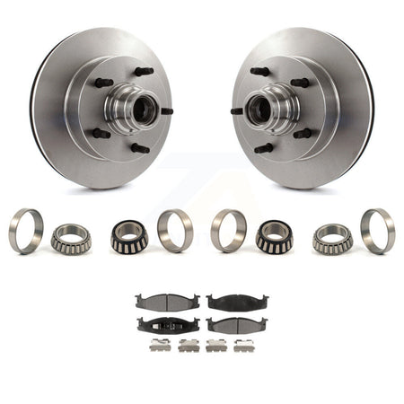 Front Brake Hub Rotor Inner & Outer Race Bearing Set And Pad Kit For Ford F-150 E-150 KBB-1000248T