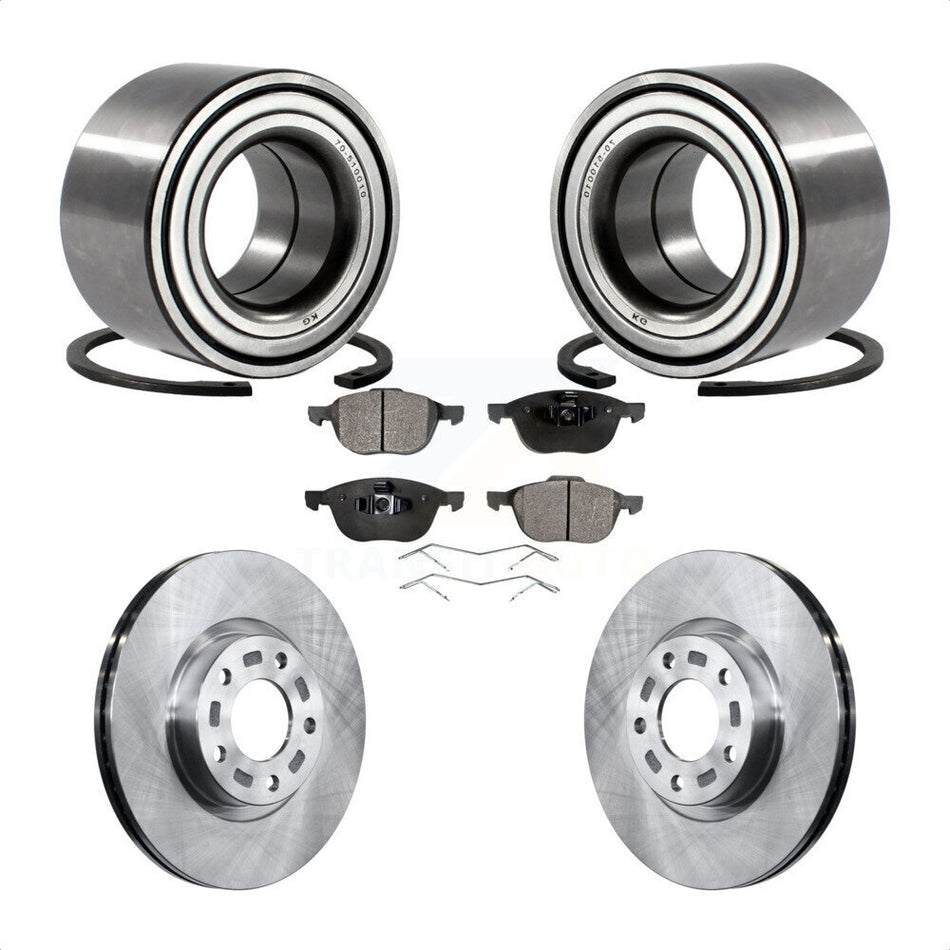Front Wheel Bearing With Disc Brake Rotors And Ceramic Pads Kit For 2005 Mazda 3 2.3L with Non-ABS From 01 05 KBB-100025
