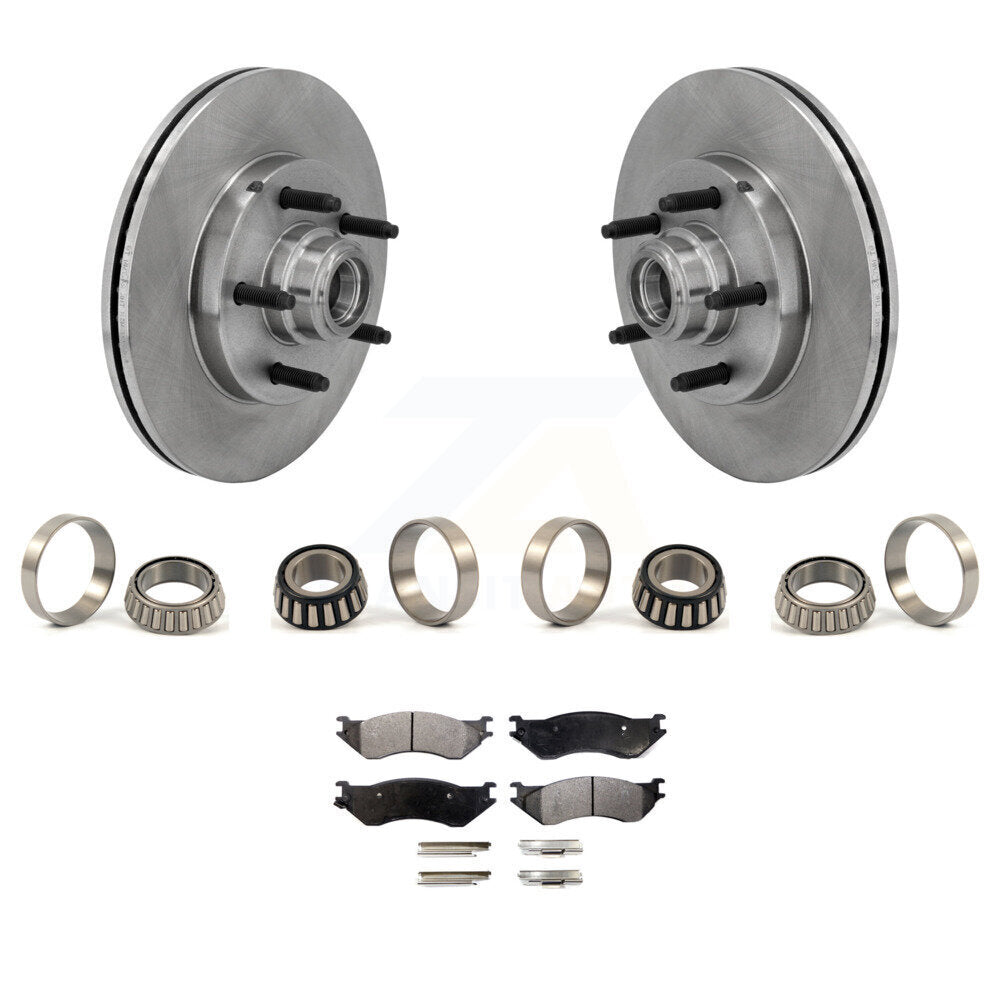 Front Brake Hub Rotor Inner & Outer Race Bearing Set Pads Kit For Ford F-150 Heritage KBB-1000258T