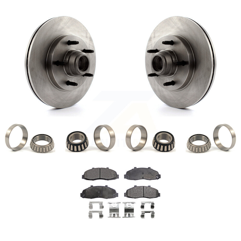 Front Brake Hub Rotor Assembly Inner & Outer Race Bearing Set Pads Kit For Ford F-150 KBB-1000298T