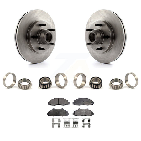 Front Brake Hub Rotor Assembly Inner & Outer Race Bearing Set Pads Kit For Ford F-150 KBB-1000298T