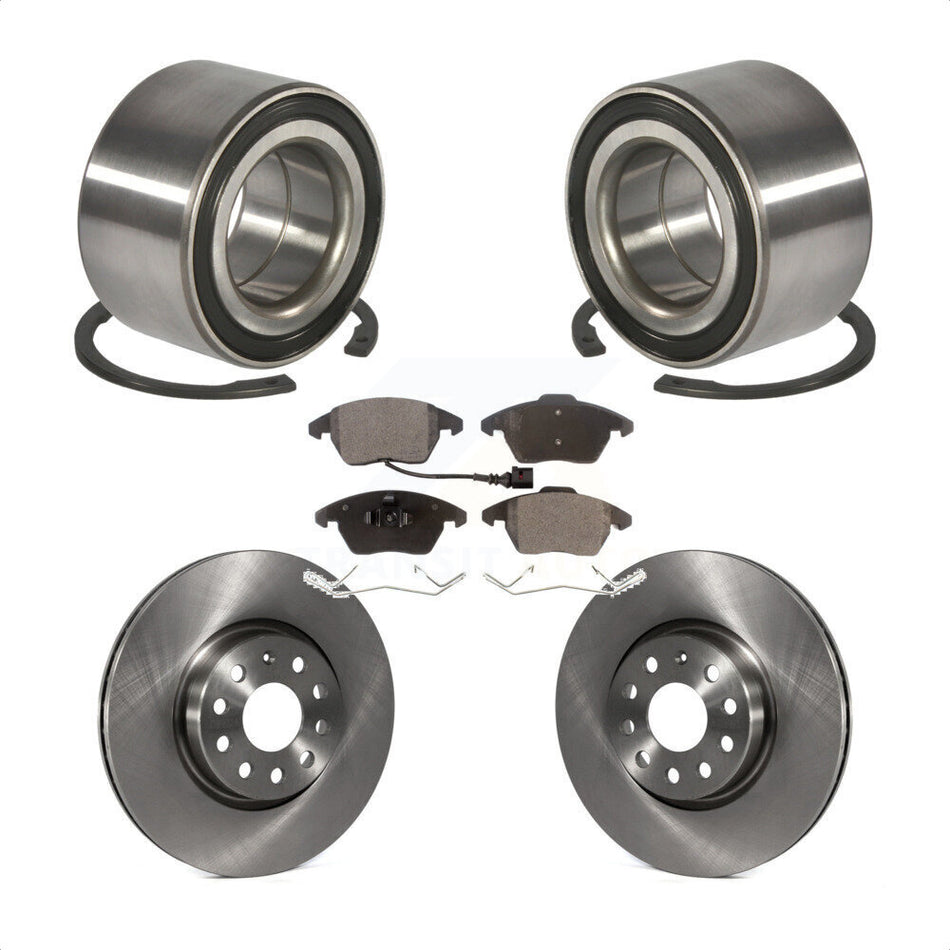 Front Wheel Bearing With Disc Brake Rotors And Ceramic Pads Kit For 2005 Volkswagen Jetta 7th 8th Digit Of VIN Is "1K" 312mm Diameter Rotor KBB-100041
