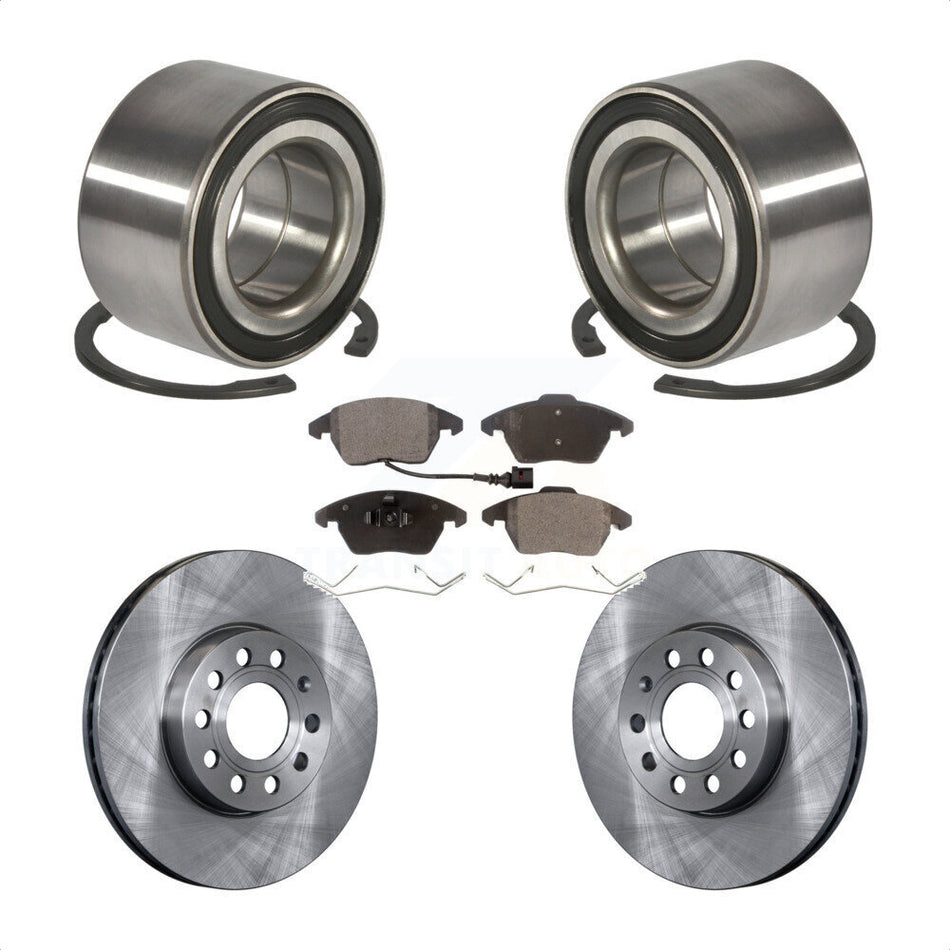 Front Wheel Bearing With Disc Brake Rotors And Ceramic Pads Kit For 2005 Volkswagen Jetta 7th 8th Digit Of VIN Is "1K" 288mm Diameter Rotor KBB-100042