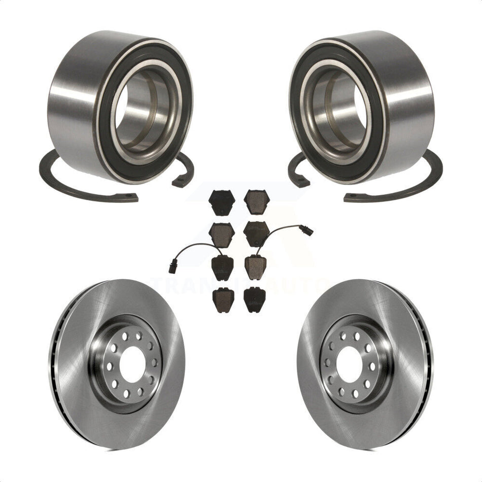 Front Wheel Bearing With Disc Brake Rotors And Ceramic Pads Kit For 2000-2001 Audi A4 Quattro S4 KBB-100051