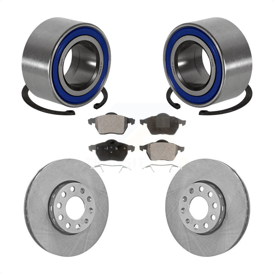 Front Wheel Bearing With Disc Brake Rotors And Ceramic Pads Kit For Volkswagen Passat Audi A4 Quattro KBB-100054