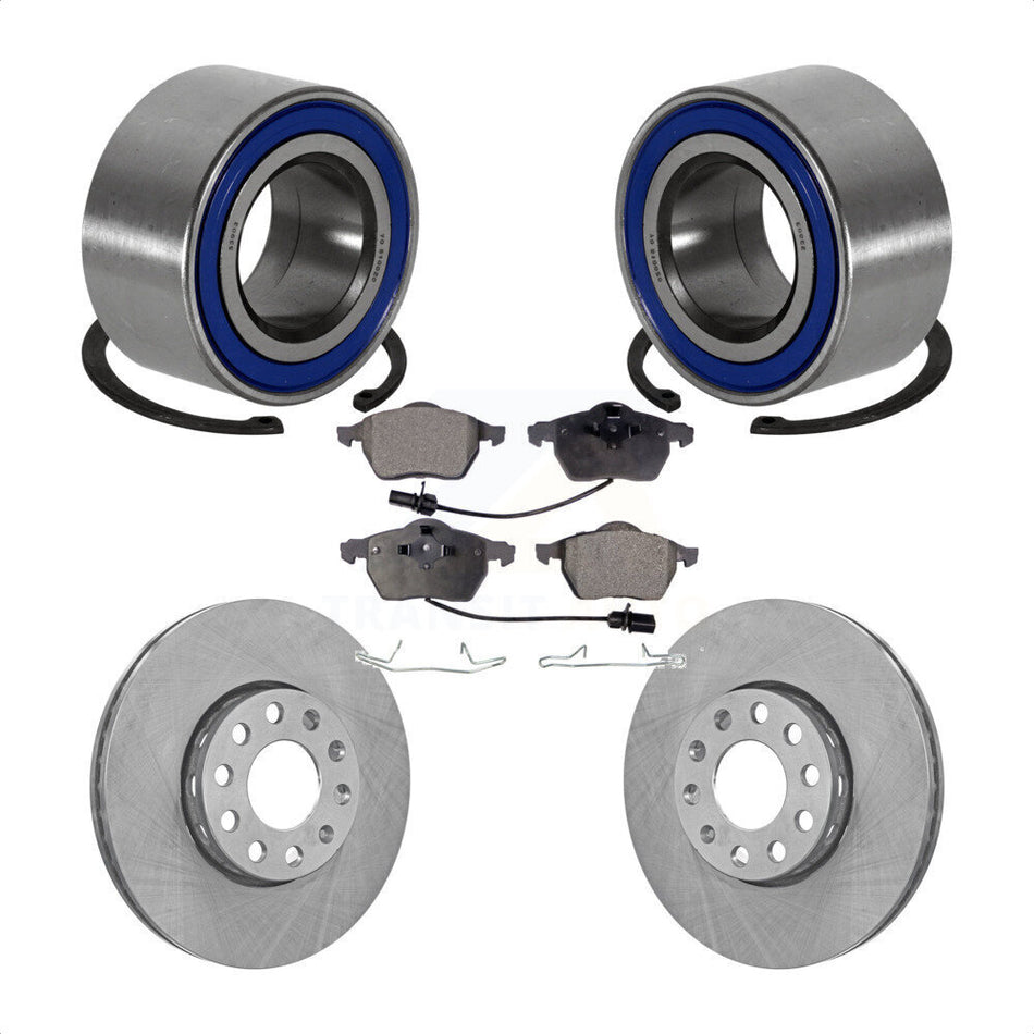 Front Wheel Bearing With Disc Brake Rotors And Ceramic Pads Kit For Volkswagen Passat Audi A4 Quattro KBB-100055