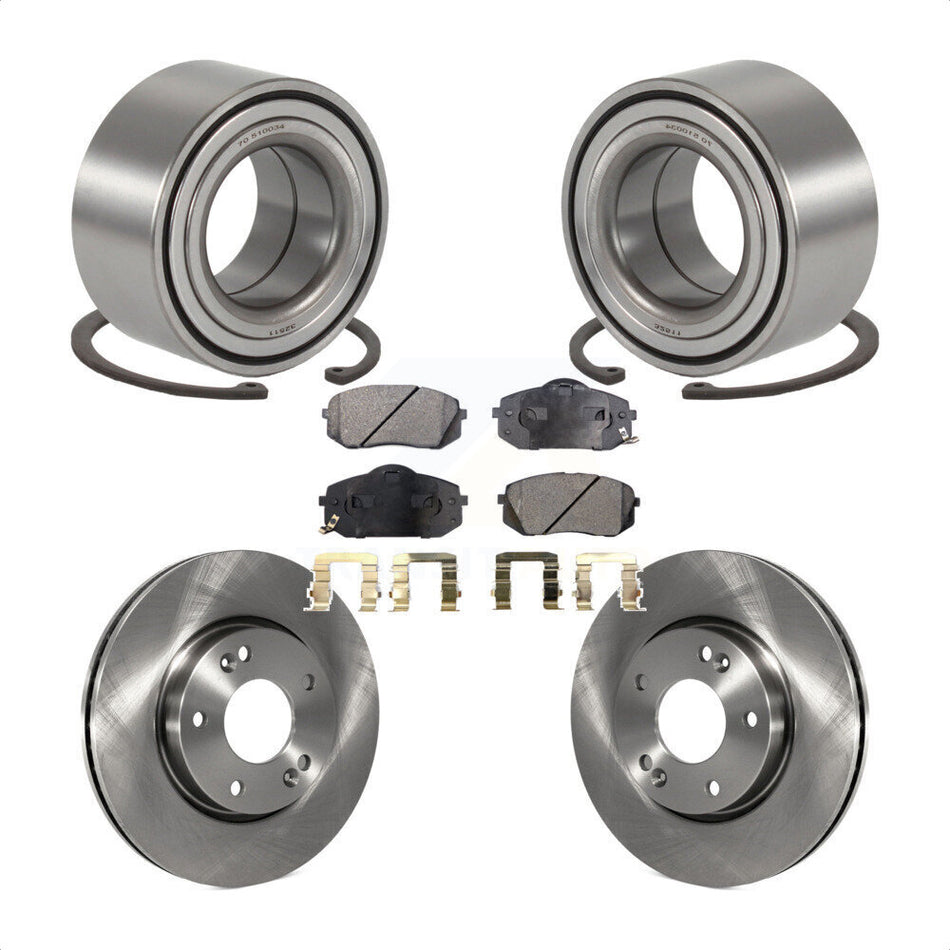 Front Wheel Bearing With Disc Brake Rotors And Ceramic Pads Kit For 2010-2012 Kia Rondo KBB-100068