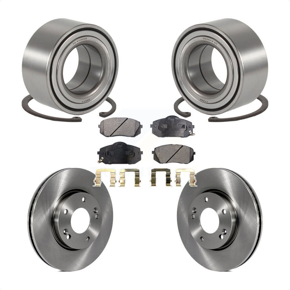 Front Wheel Bearing With Disc Brake Rotors And Ceramic Pads Kit For 2007-2009 Kia Rondo KBB-100081